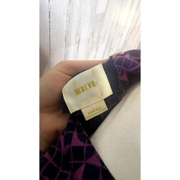 Anthropologie Maeve Geoscope Purple Print Small Short Sleeve Romper Jumpsuit XS - Picture 3 of 6